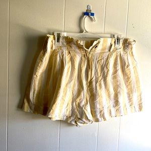 Cream and white pleated beach shorts